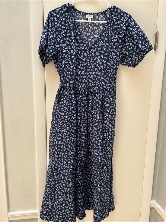 J. Crew Factory Dresses & Skirts - J. Crew Factory Navy Floral Midi Dress with White Print